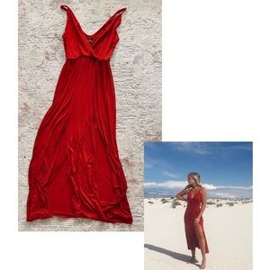 Lulus Red Double Slit Dress